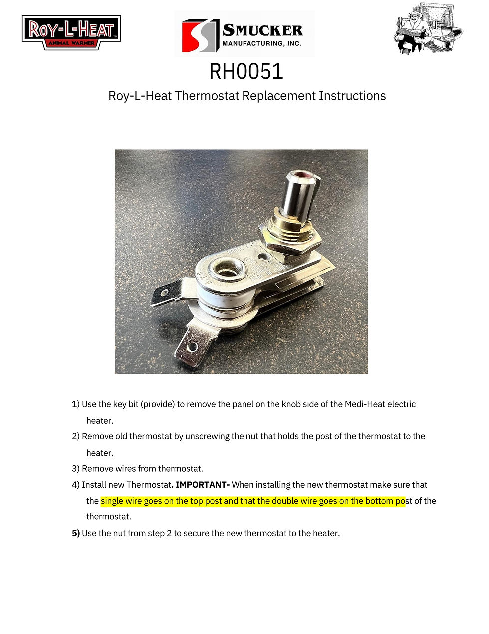 Thumbnail: Replacement Thermostat for Medi-Heat Electric Heater (RH0051)