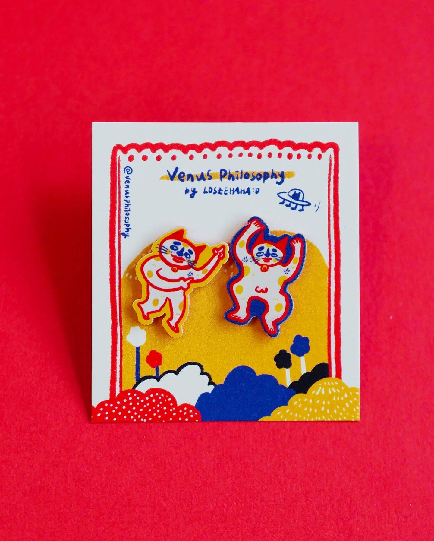 Venus Philosophy｜總統招財貓 膠片耳環