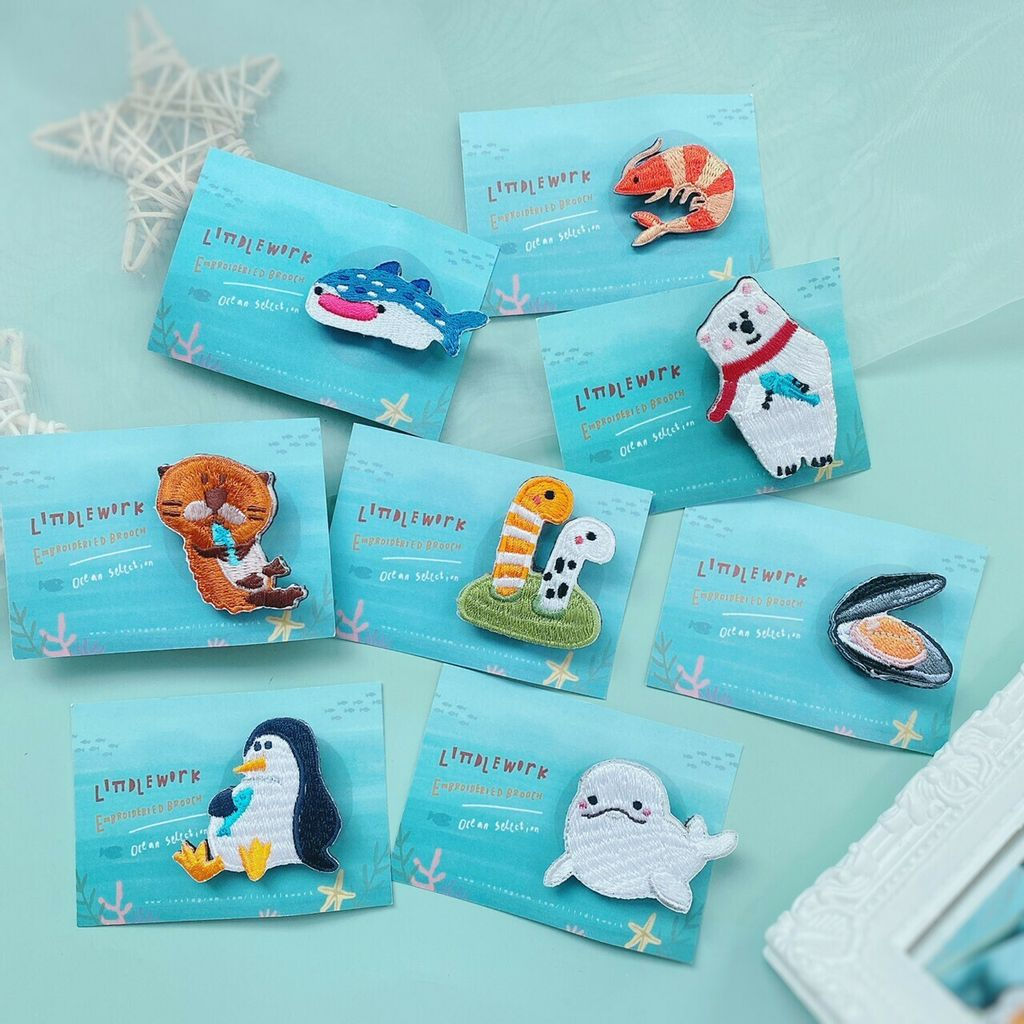 Littdlework | 刺繡別針 - 海洋生物 | Pin - Marine life