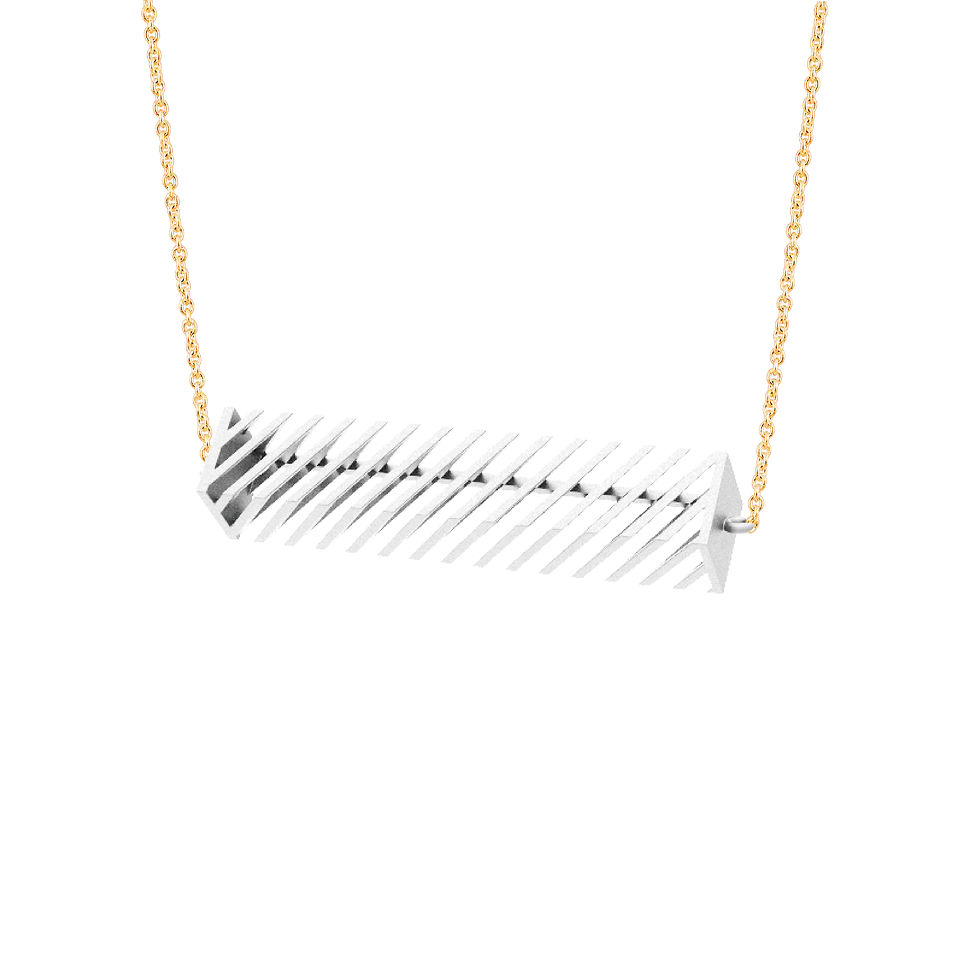 Mille-Feuille Fashion|Op Rectangle Necklace (White)