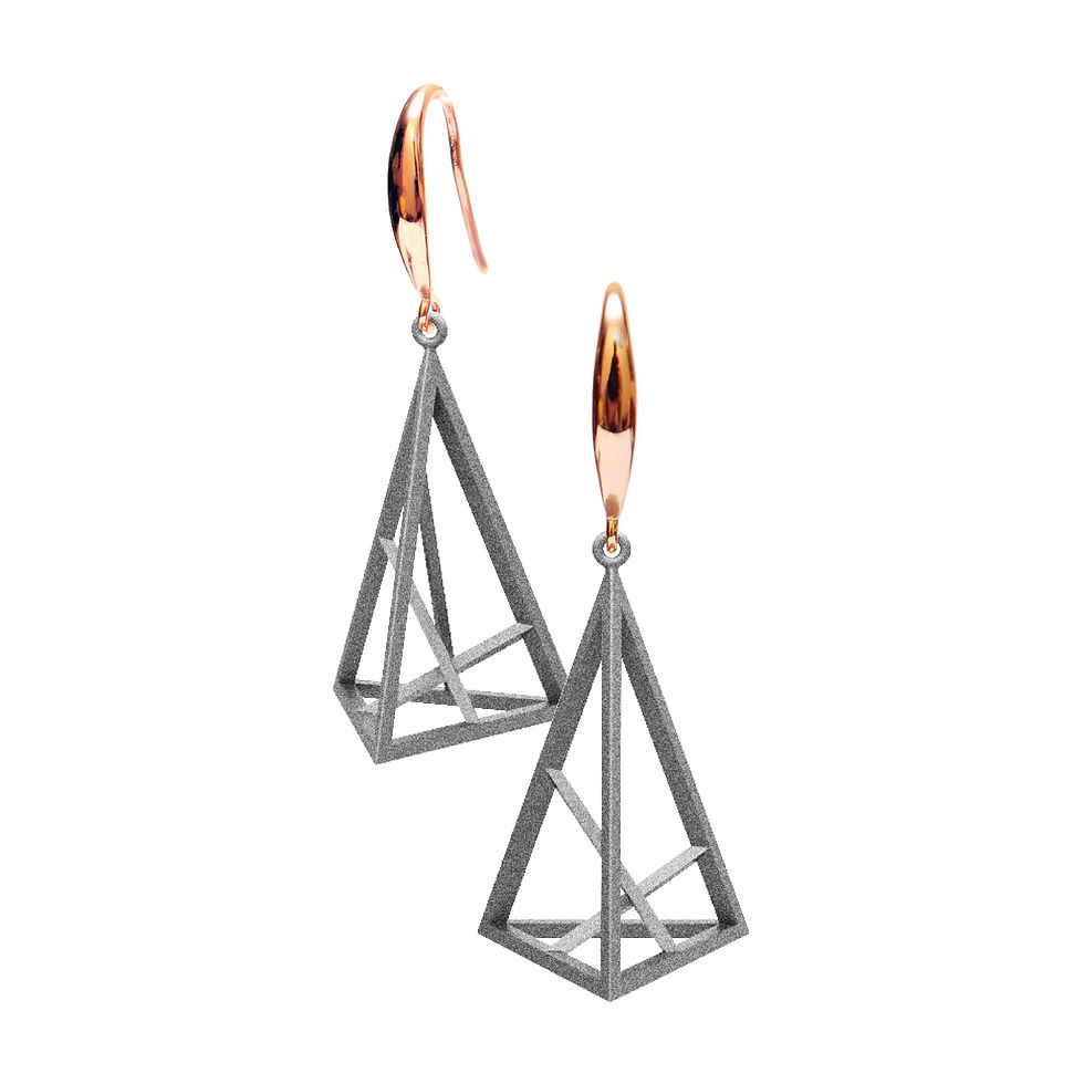 Thumbnail: Mille-Feuille Fashion｜Spacing Triangle Earrings S Size (Grey)