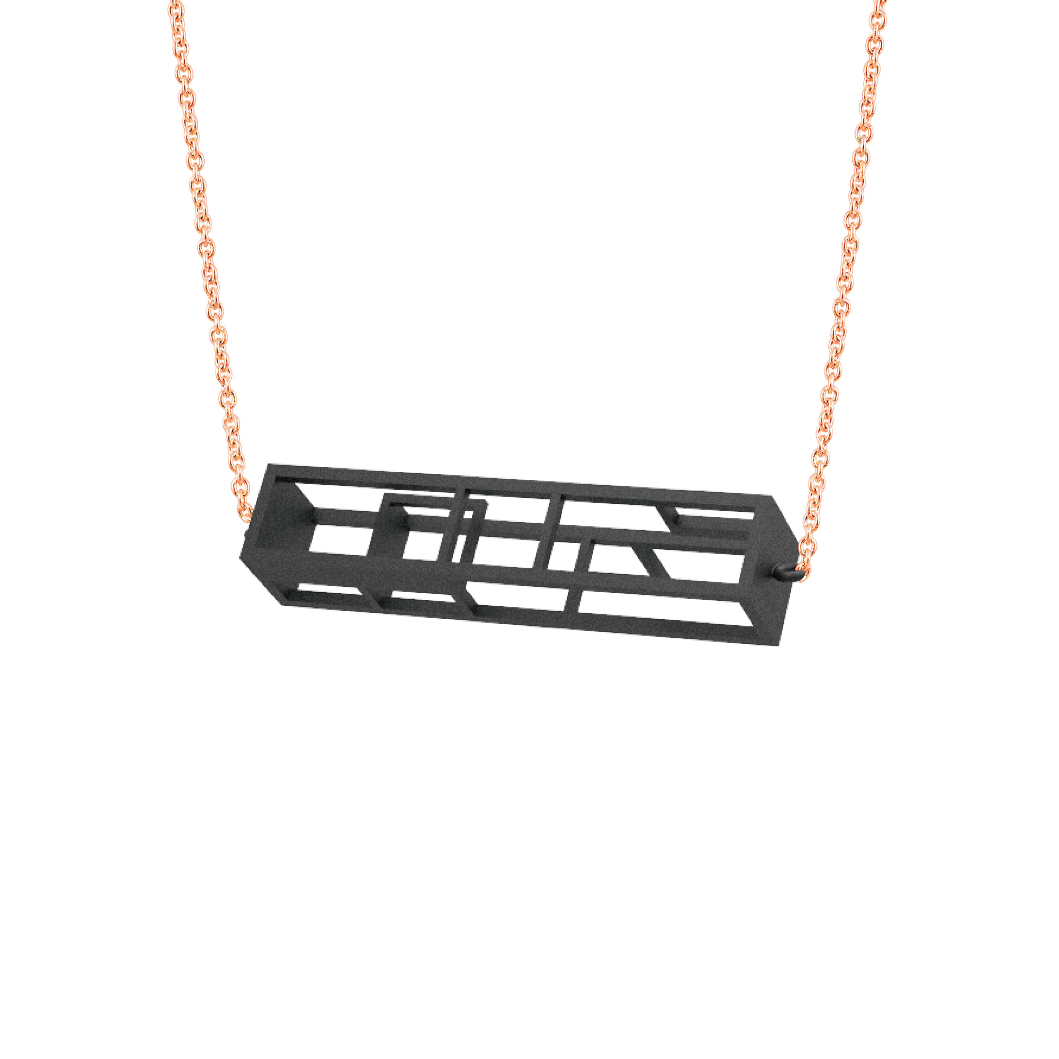 Mille-Feuille Fashion｜Spacing Rectangle Necklace (Black)