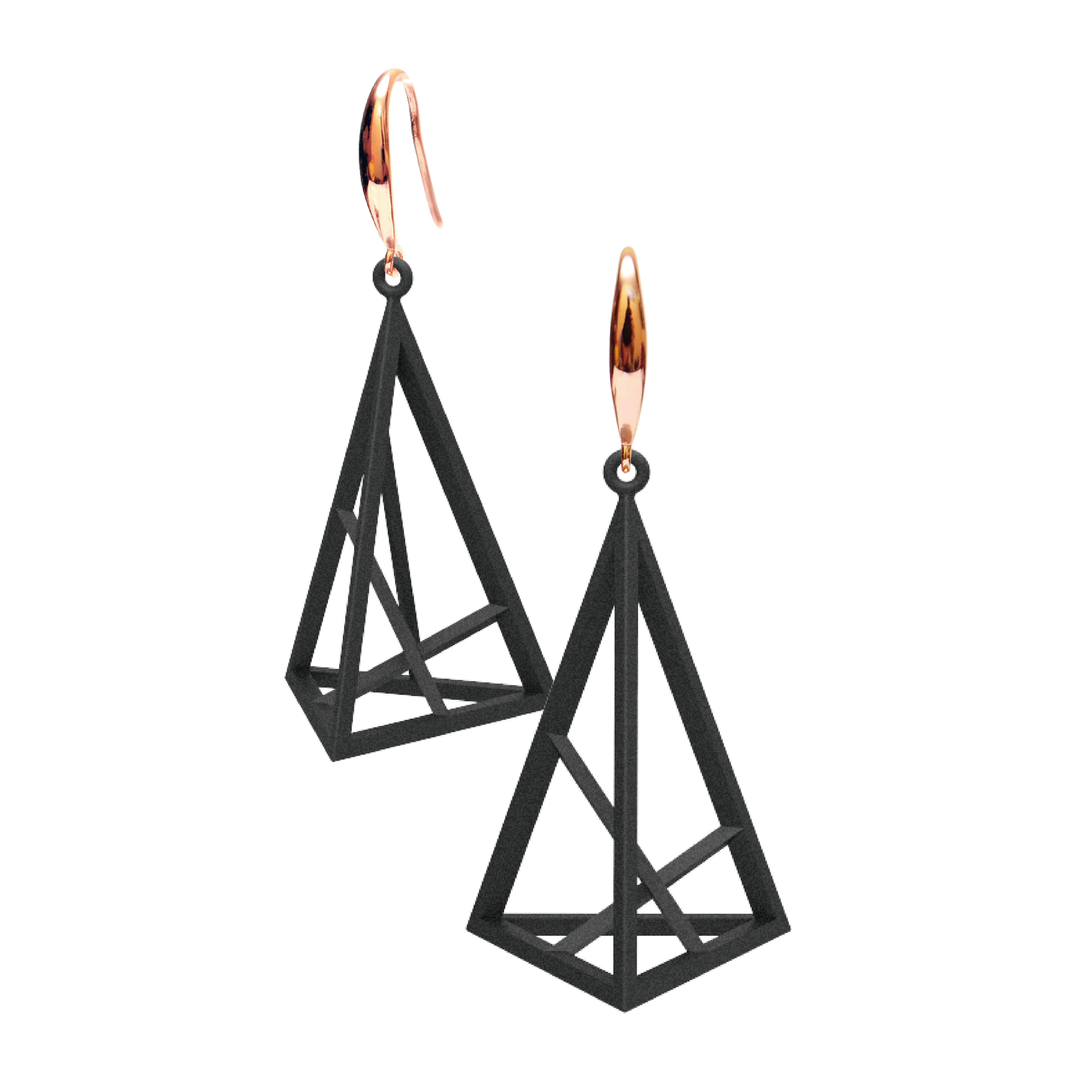 Mille-Feuille Fashion｜Spacing Triangle Earrings L Size (Black)