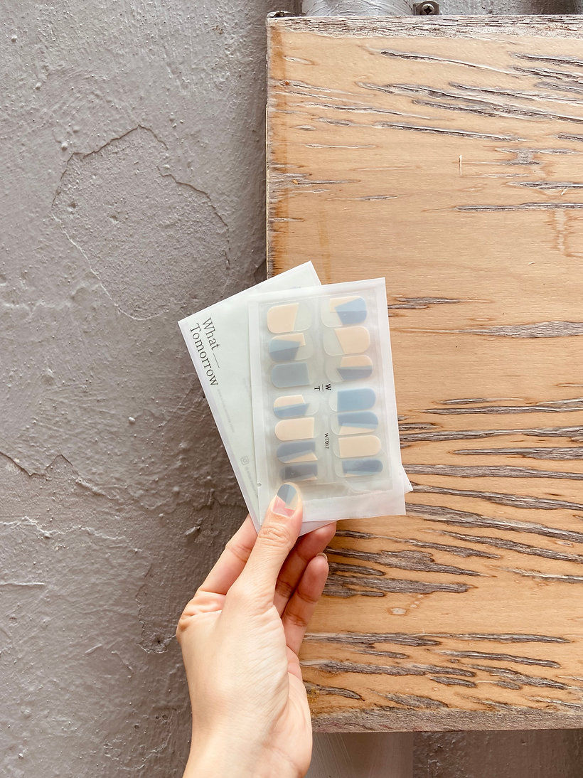 What Tomorrow|Half Yellow Blue #WT012 無毒指甲貼 Nail Polish Wrap
