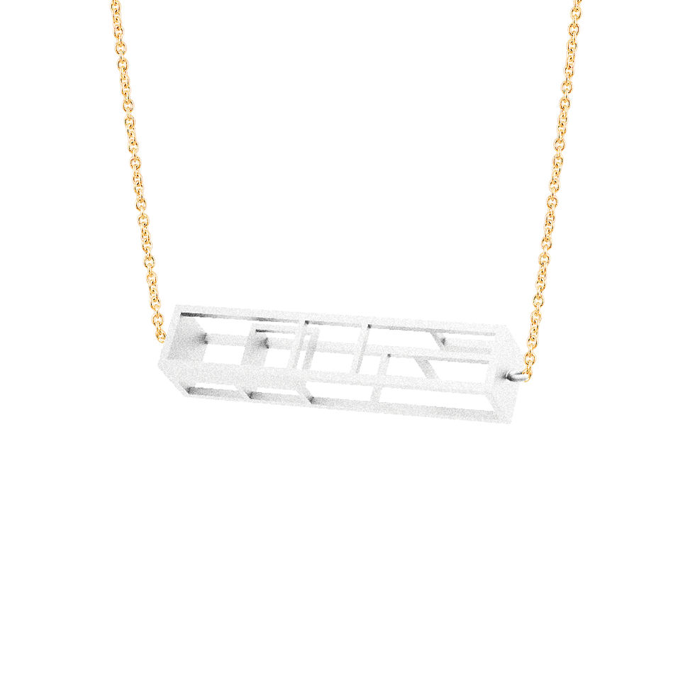 Mille-Feuille Fashion|Spacing Rectangle Necklace (White)