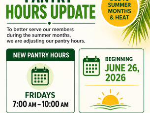 Actualización del horario de Celebration Pantry