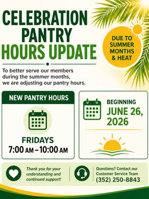Celebration Pantry Hours Update