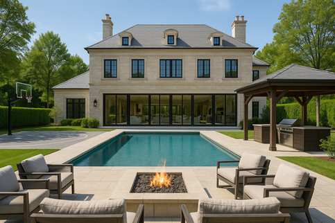 Custom home Mississauga backyard pool outdoor space luxury home design build