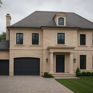Mississauga luxury custom home front exterior by 416 Construction design build custom home builder Mississauga