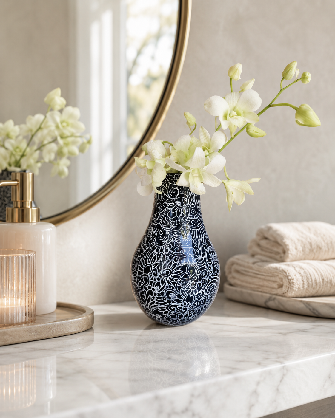 Black Lace Botanical Vase