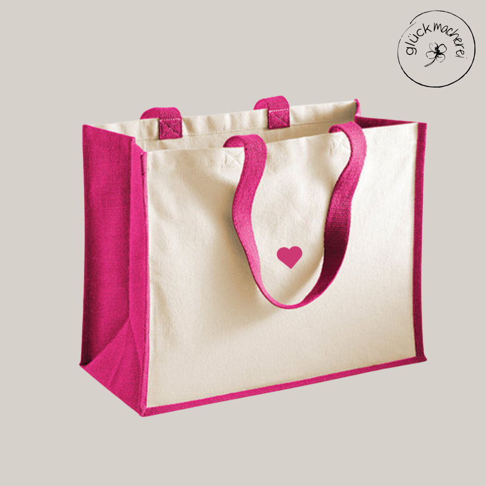 jute bag mit Pinkes herz