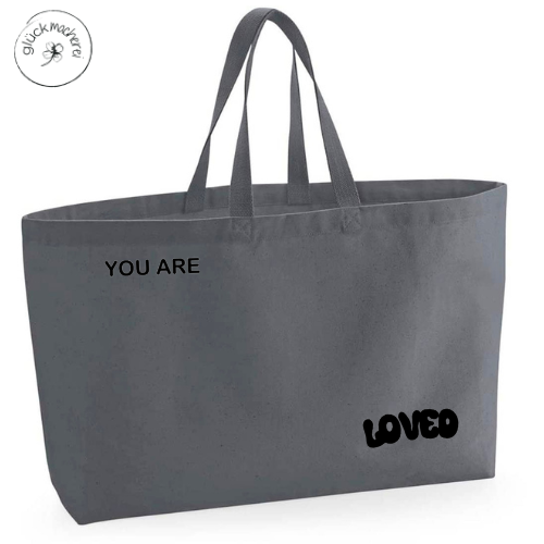 Miniaturbild: XXL Baumwolltasche in Anthrazit mit Print