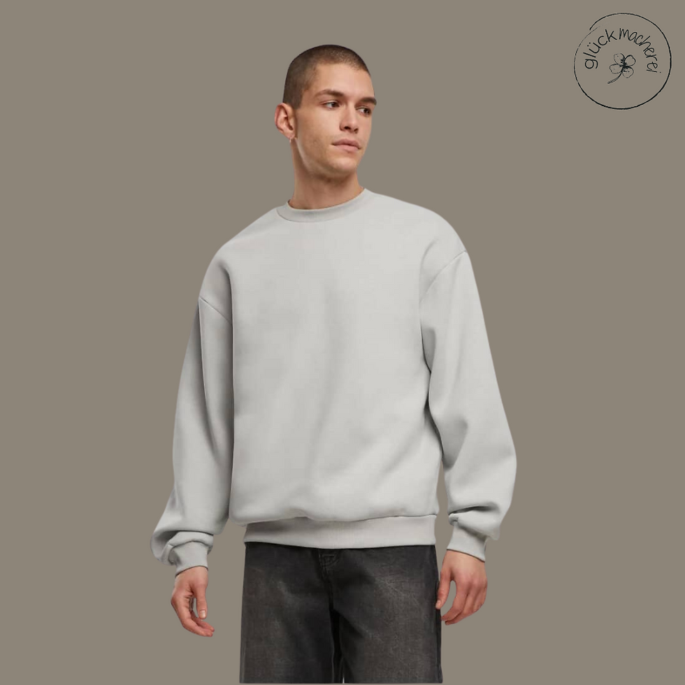 Miniaturbild: Sweatshirt in beige für Männer und Frauen. Du wählst die Schriftfarbe und Schriftart und Text
