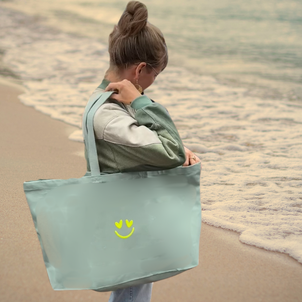 Beachbag Salbei mit Neongelb