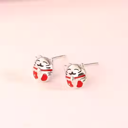 Arete de plata gato