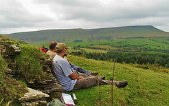 Sitting Down on a Hill With a View of Hay Bluff from Cefn Hill Herefordshire England.