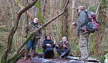 Friendly People at Pwll Y Wrach waterfall in the Brecon Beacons National Park Near Talgarth Wales.