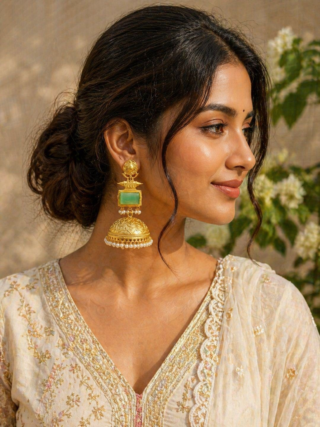 Indian Jhumka - Golden&Green 
