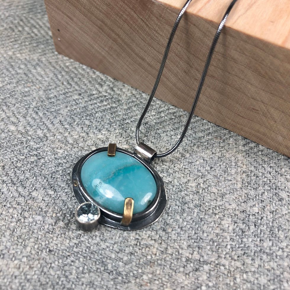 Thumbnail: Industrial stones pendant #5 Amazonite