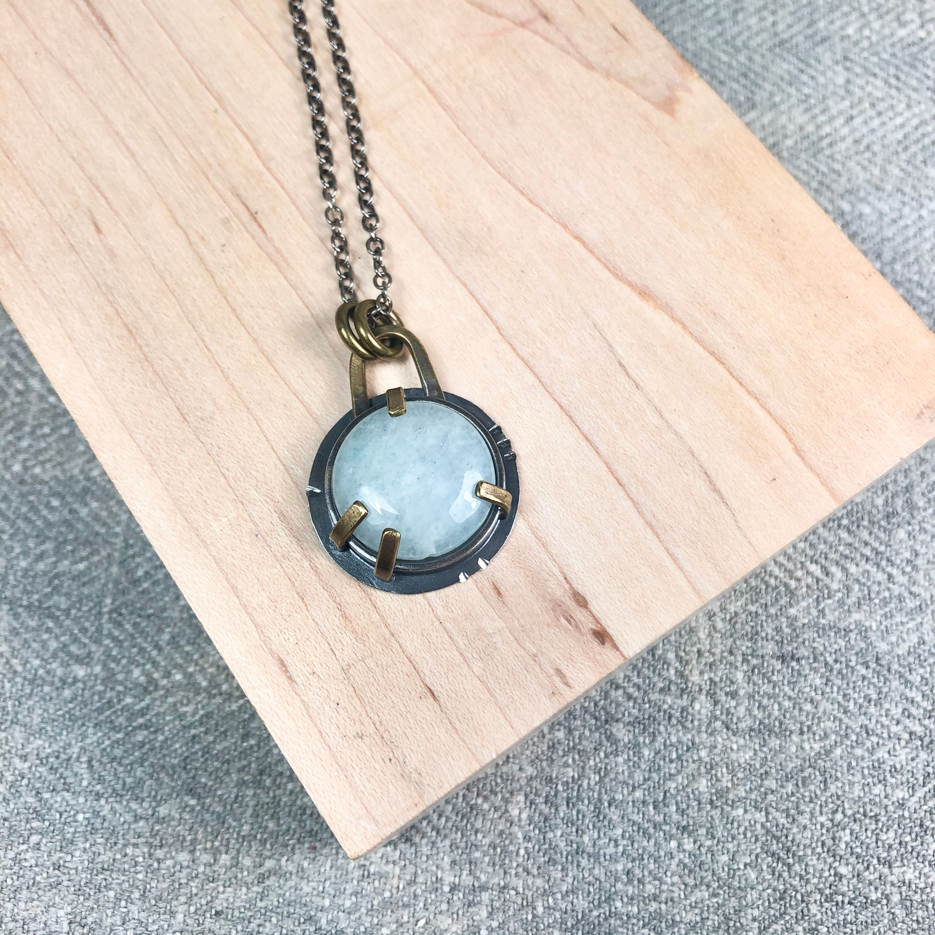 Industrial stones pendant #4 Aquamarine
