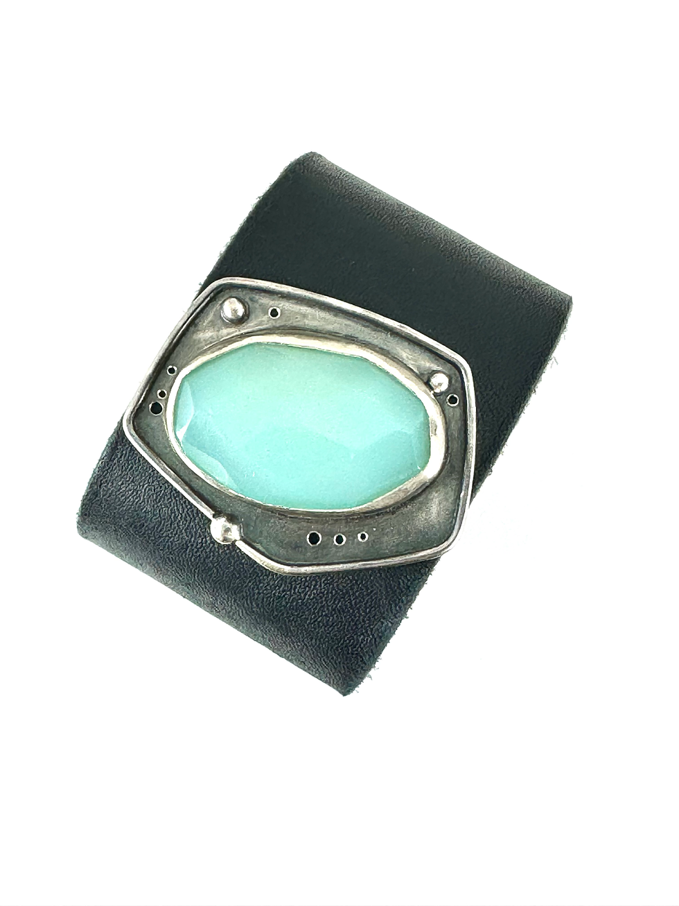 Thumbnail: Chalcedony Leather Cuff