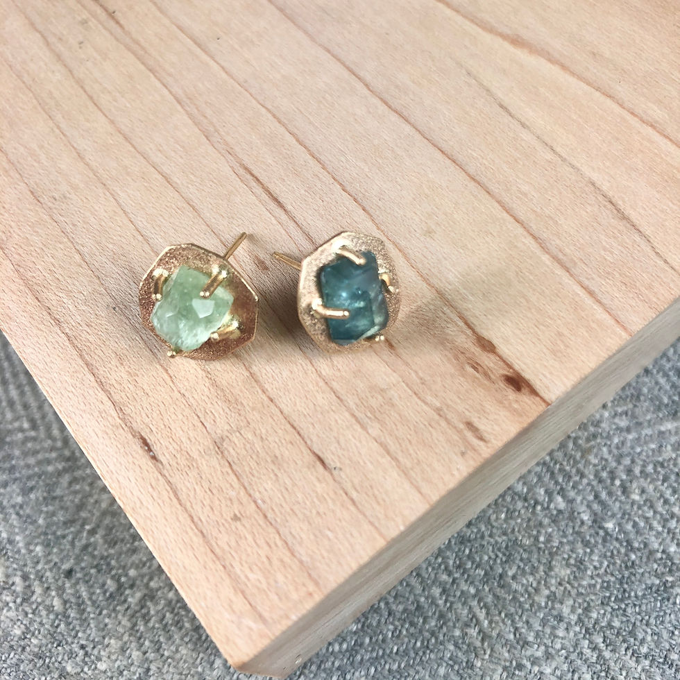 Thumbnail: tourmaline gold studs