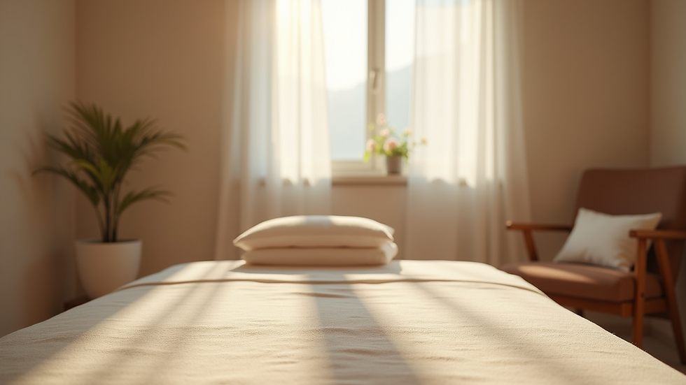 Eye-level view of a tranquil therapy room