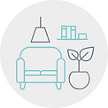 Icon for styling one's home with furniture and decor