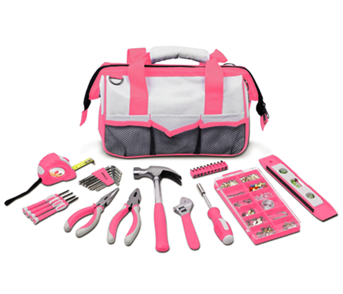 31pc Pink Home DIY Hand Tool Kit Set including Adjustable Wrench, Hex ...