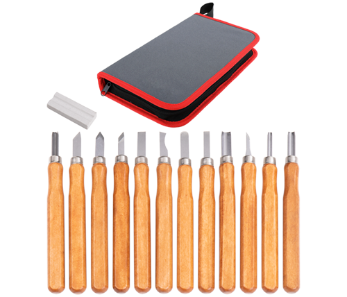 13pc Chisels, Angled Knives & Gouges Set for Wood Carving and Crafting