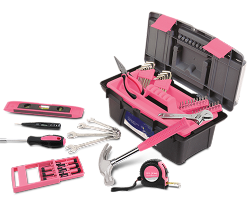 53pc Pink Home DIY Hand Tool Kit Set including Wrenches and Precision ...
