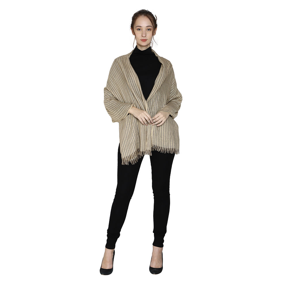 ESSENTIELE Women's Ivory Camel Striped Viscose Cotton Soft Feel Scarf