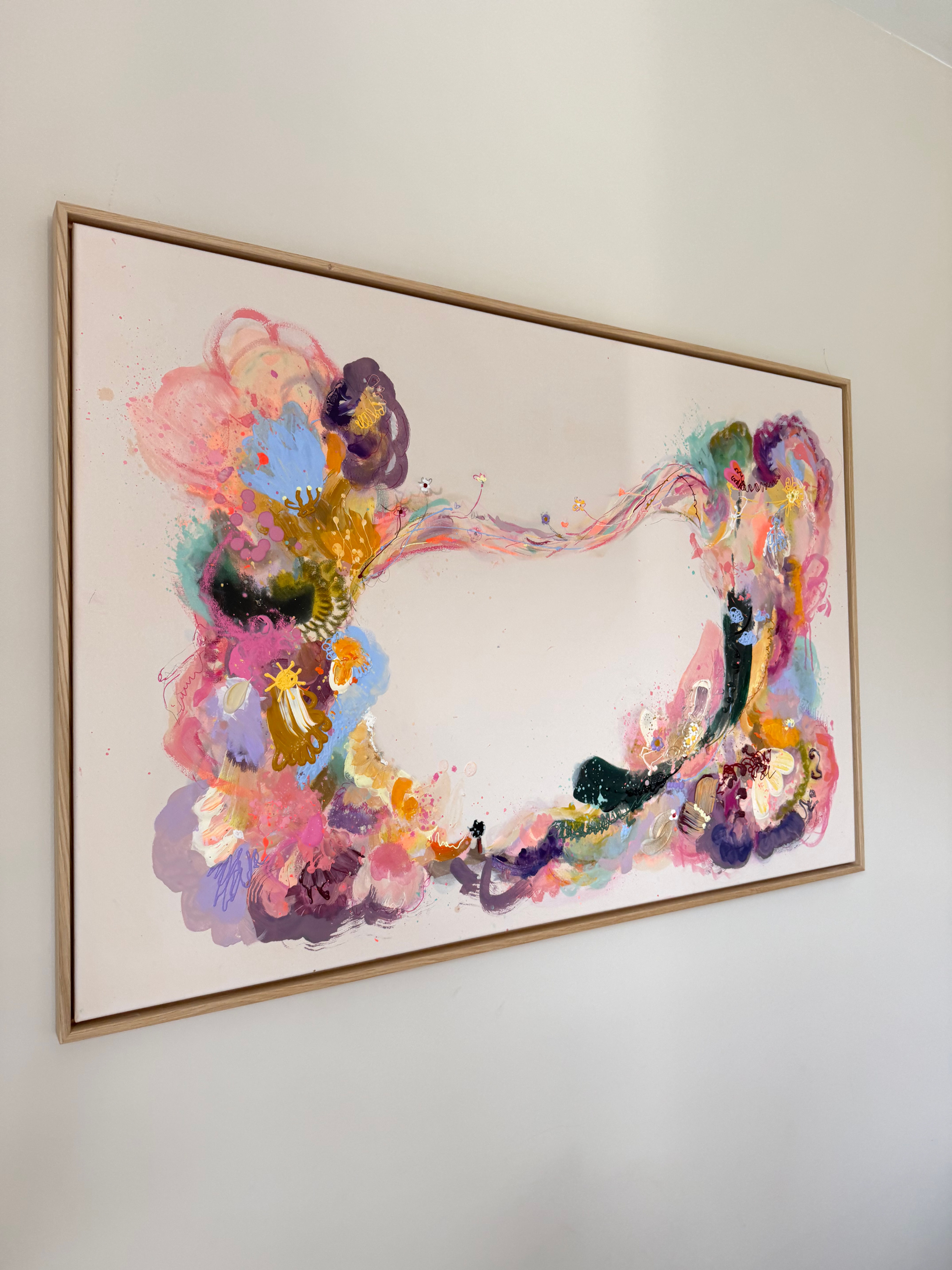 Circ 12, 120x80cm , Acryl auf Leinwand im Schattenfugenrahmen Eiche