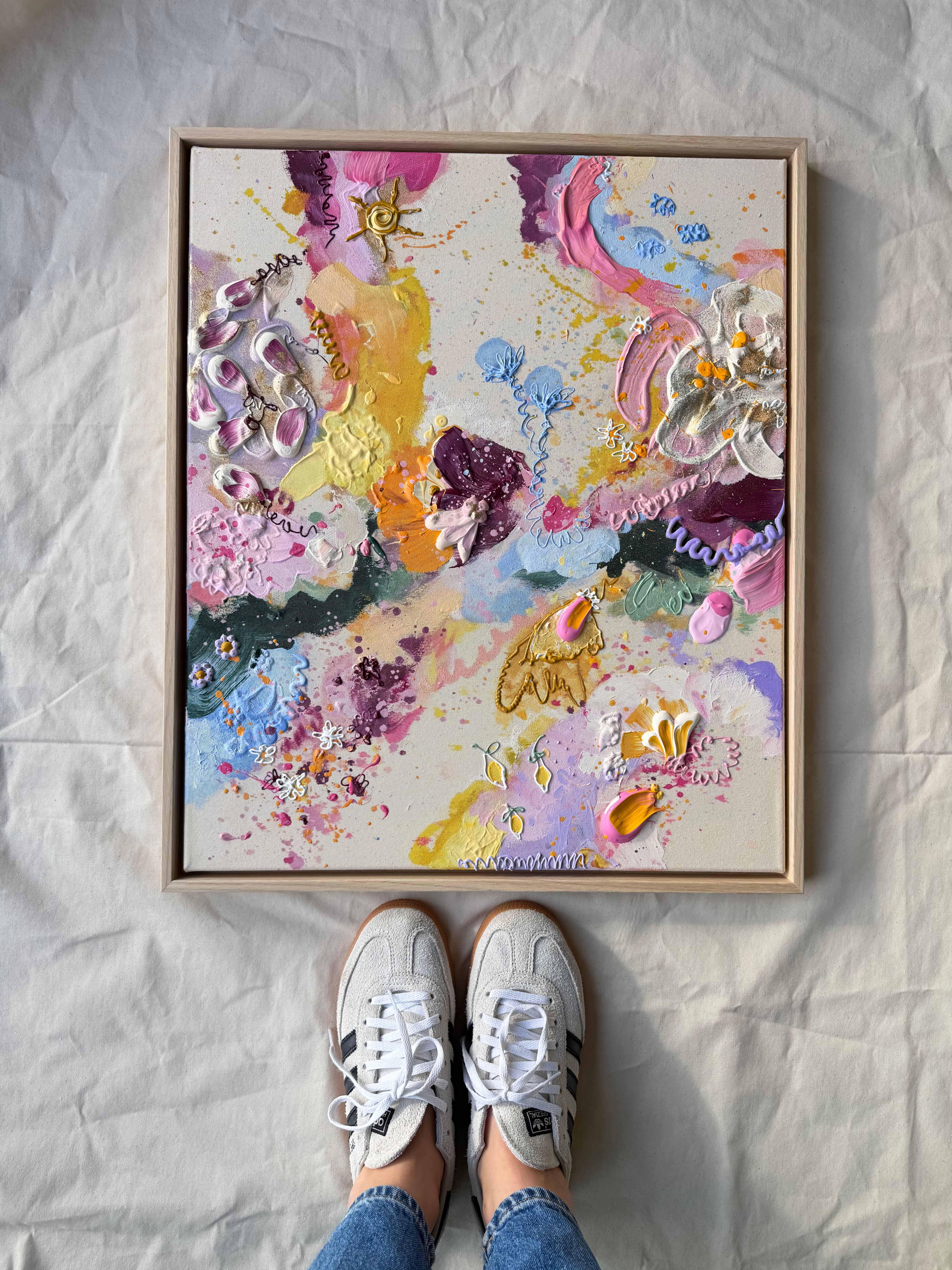 Confetti 53, 50x60 cm im Schattenfugenrahmen Eiche