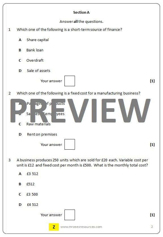 Thumbnail: [SAMPLE] OCR GCSE Business - Interactive unit assessments