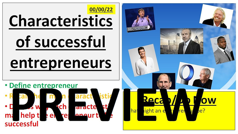 Thumbnail: TA1 Characteristics, risk & reward - OCR CNAT in Enterprise and Marketing