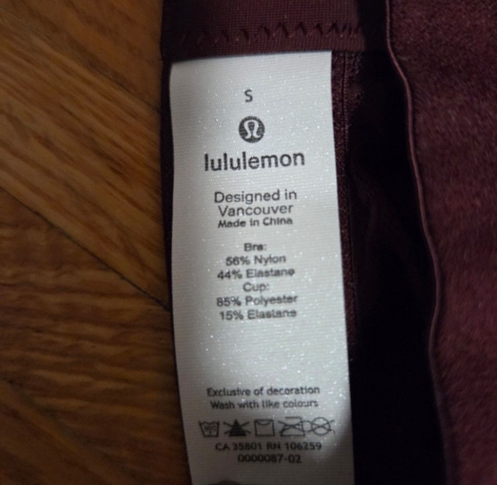 Thumbnail: Lululemon Burgundy Lace Sports Bra in Size Small