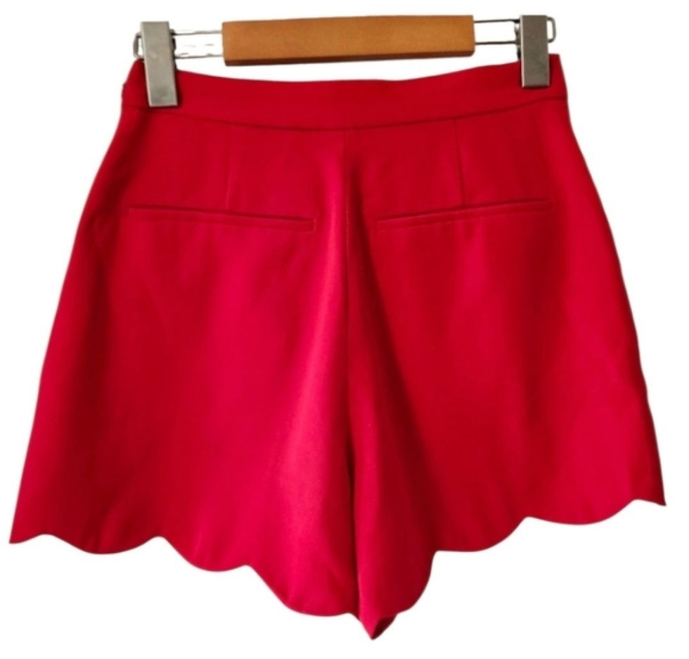 Thumbnail: Aritzia Wilfred Red Scalloped Hem High-Waist Shorts Size 2