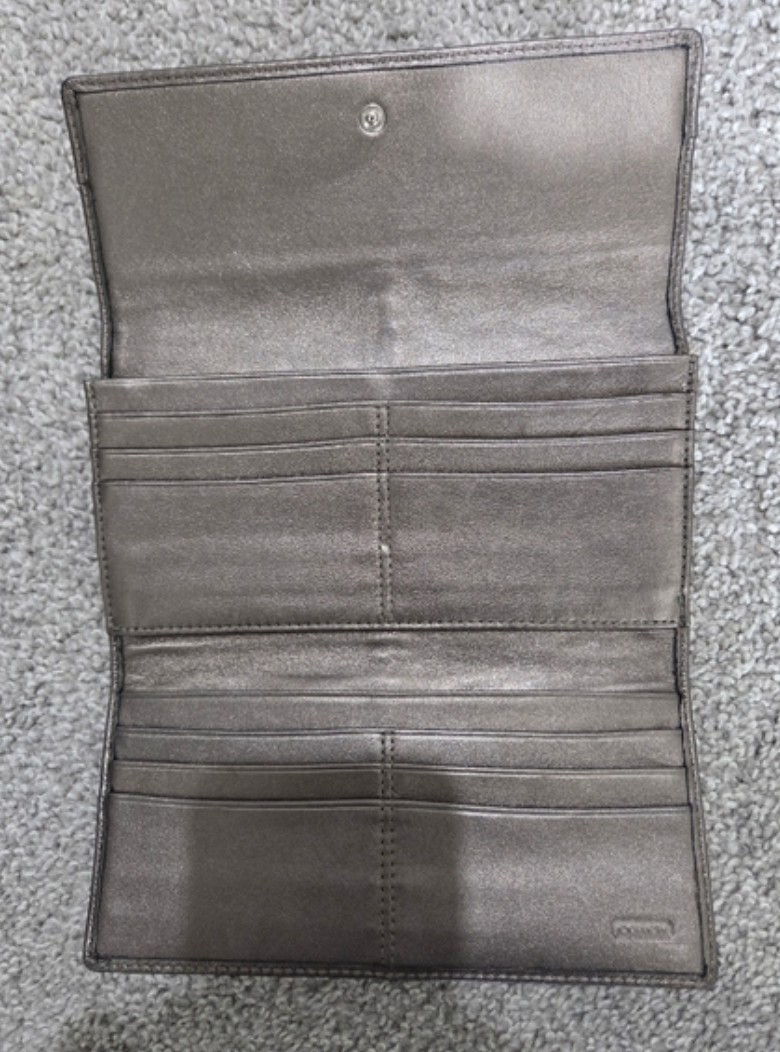Thumbnail: Coach Metallic Leather Trifold Wallet