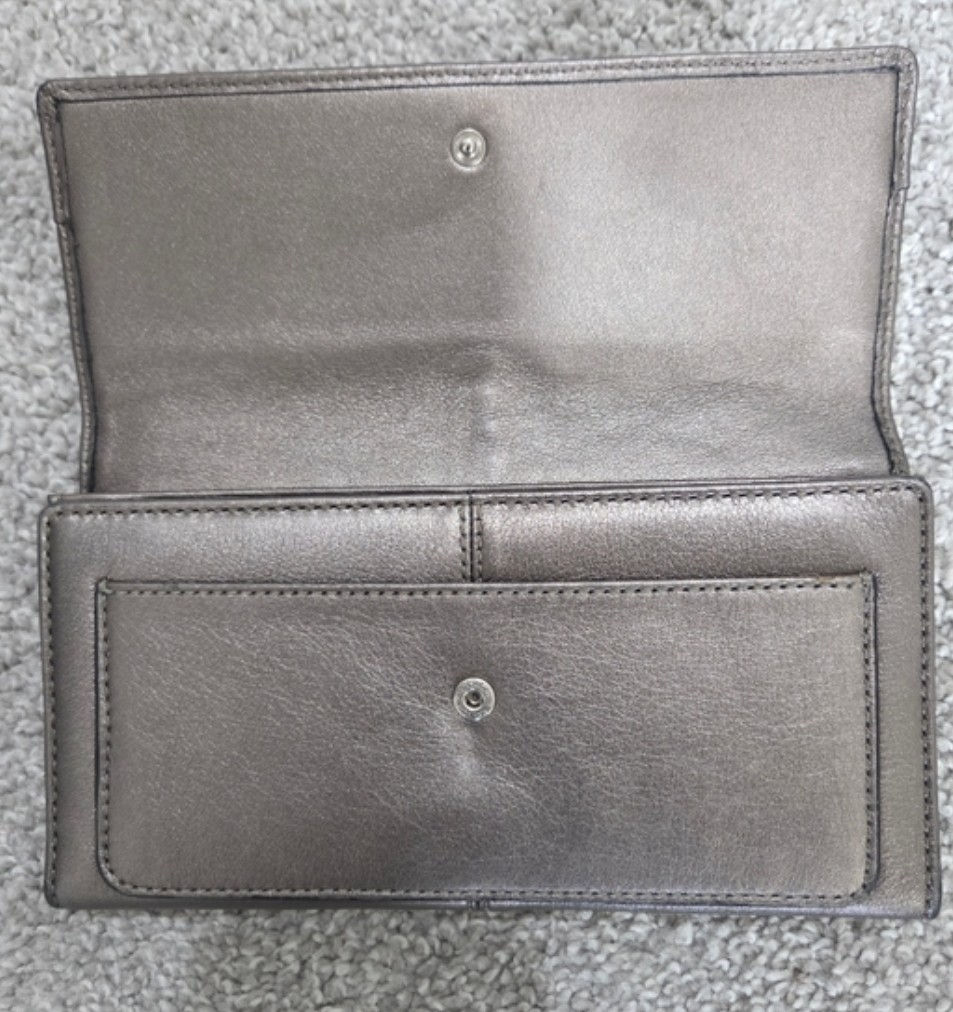 Thumbnail: Coach Metallic Leather Trifold Wallet