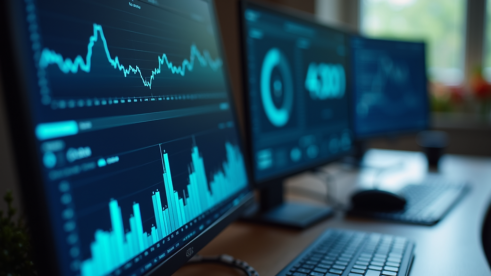 Close-up view of a computer screen displaying analytics