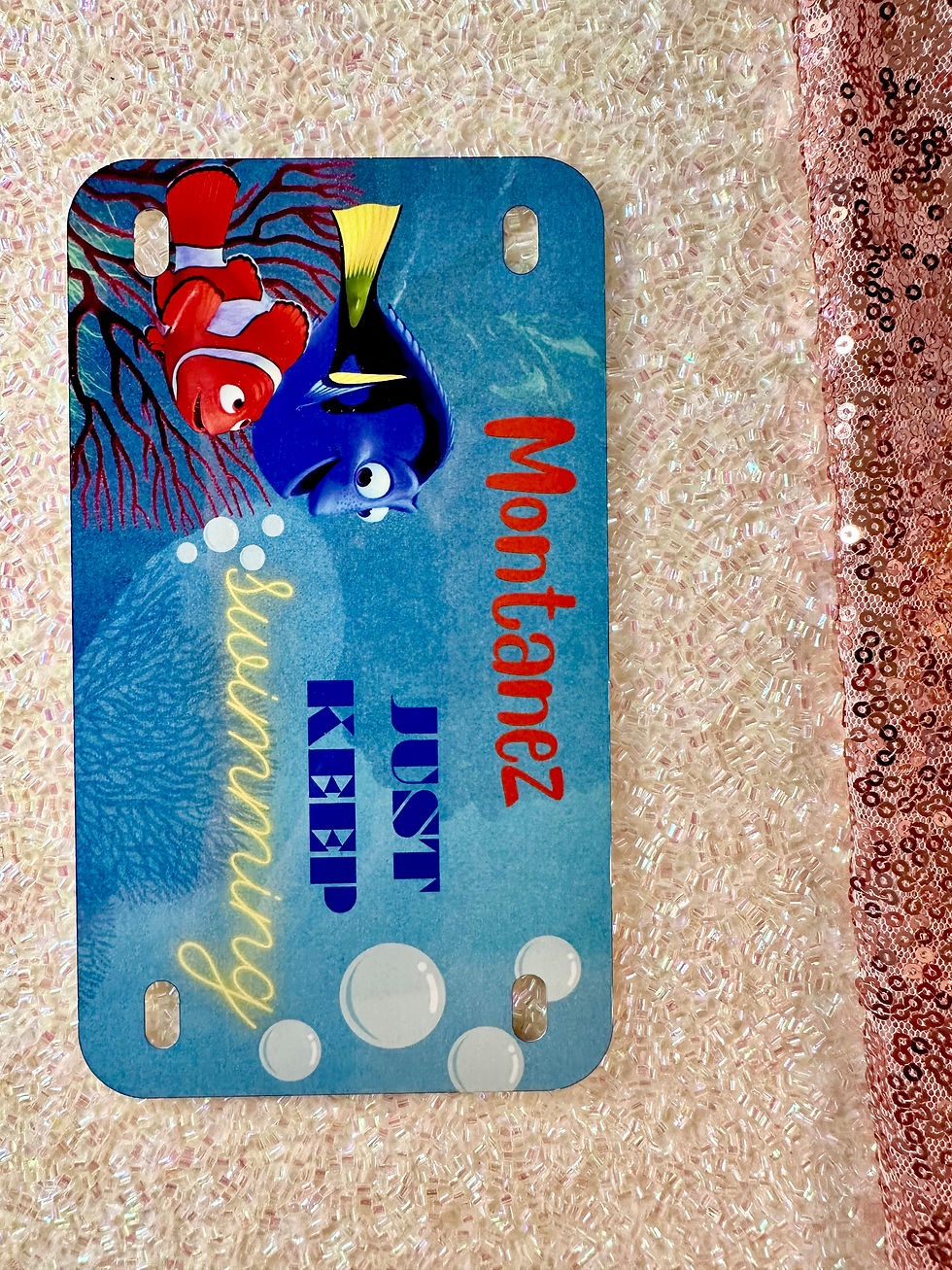 Personalized Disney Stroller Tag Nemo Dory Just Keep Swimming