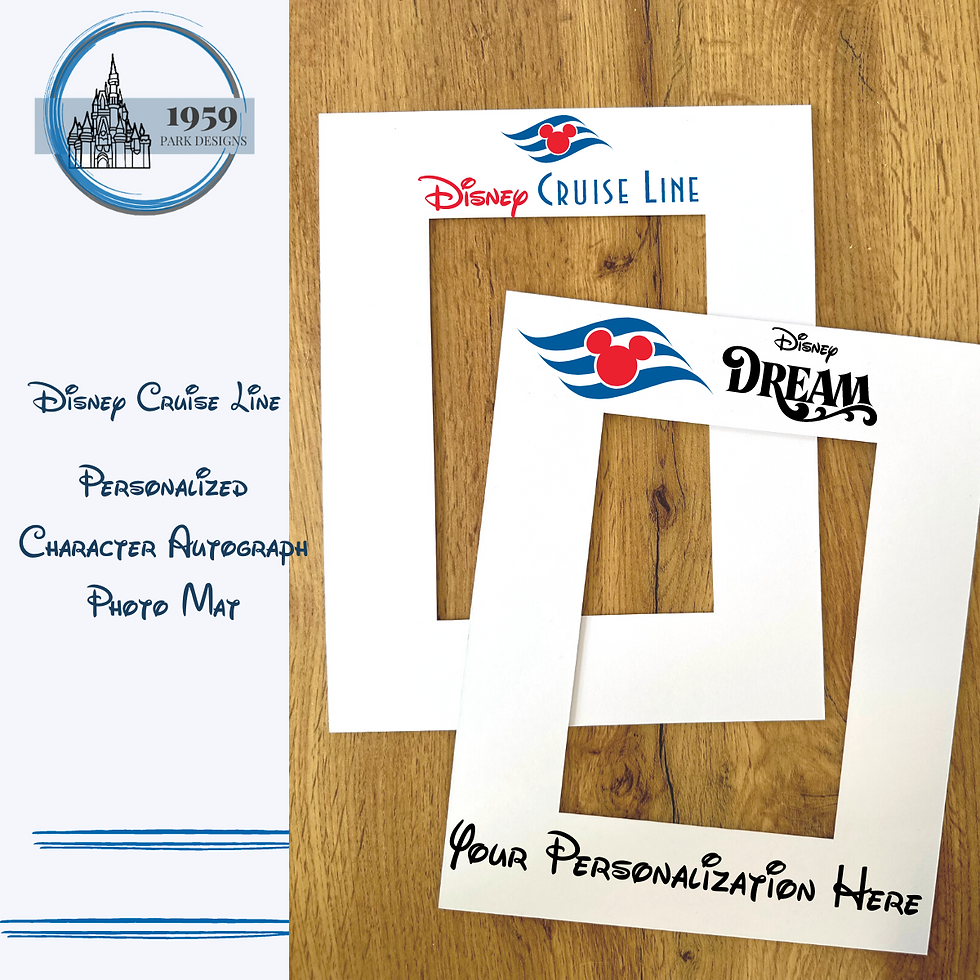 Personalized Disney Cruise Line Character Autograph Photo Mat 8x10 Cruise Logo