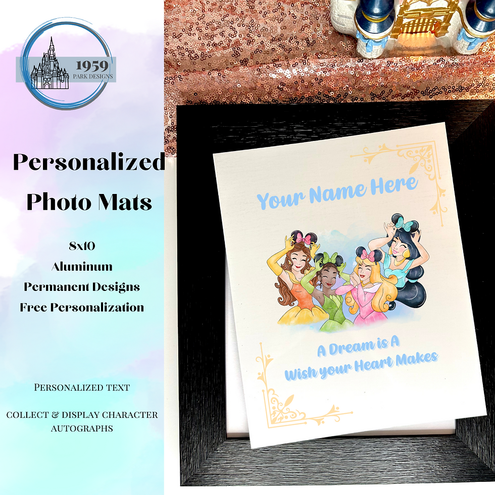 Princesses Belle Aurora Jasmine Tiana Disney Wall Art Character Autograph Photo Mat 8x10