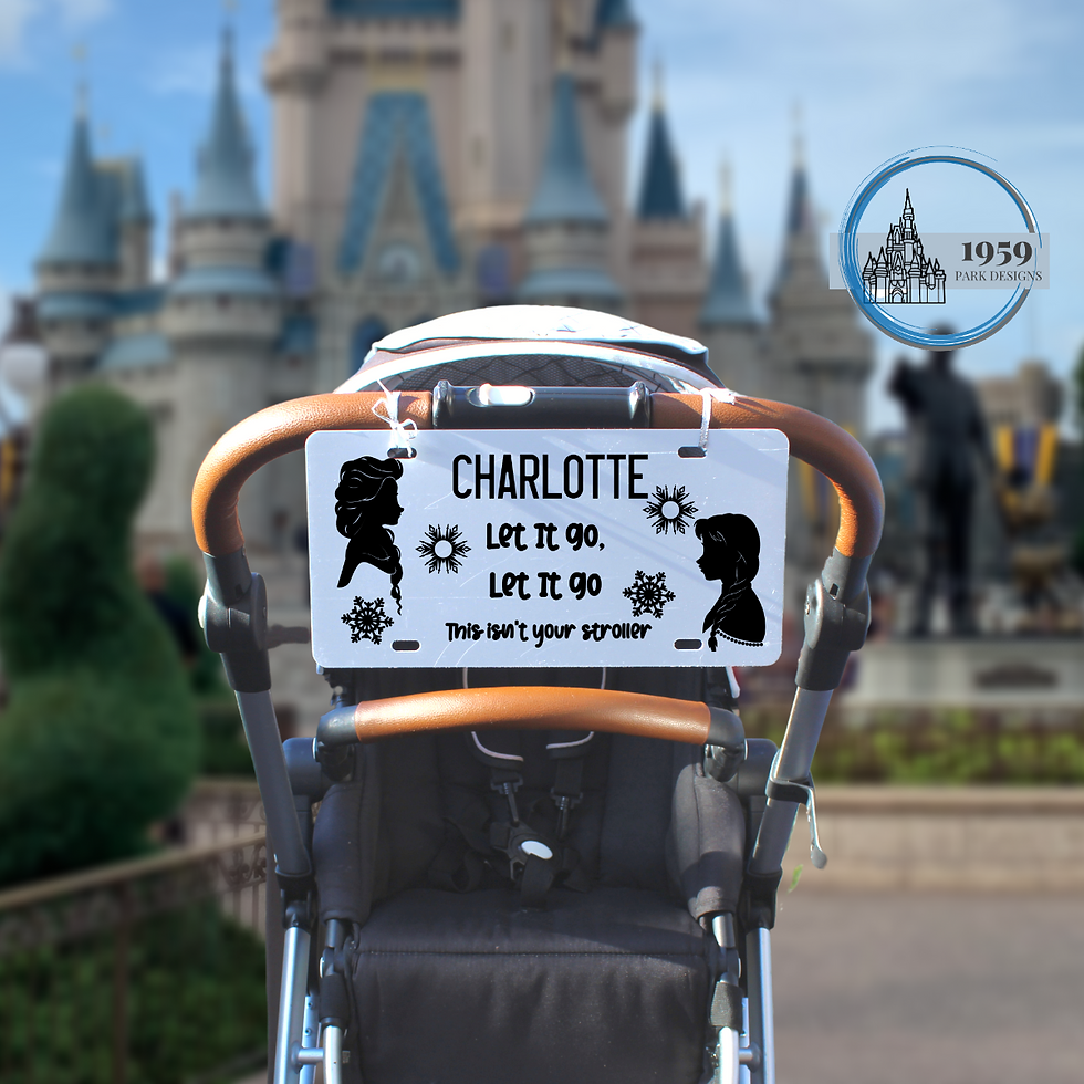 Let it Go, Let it Go, Anna and Elsa Sisters Inspired Personalized Stroller Spotter Tag