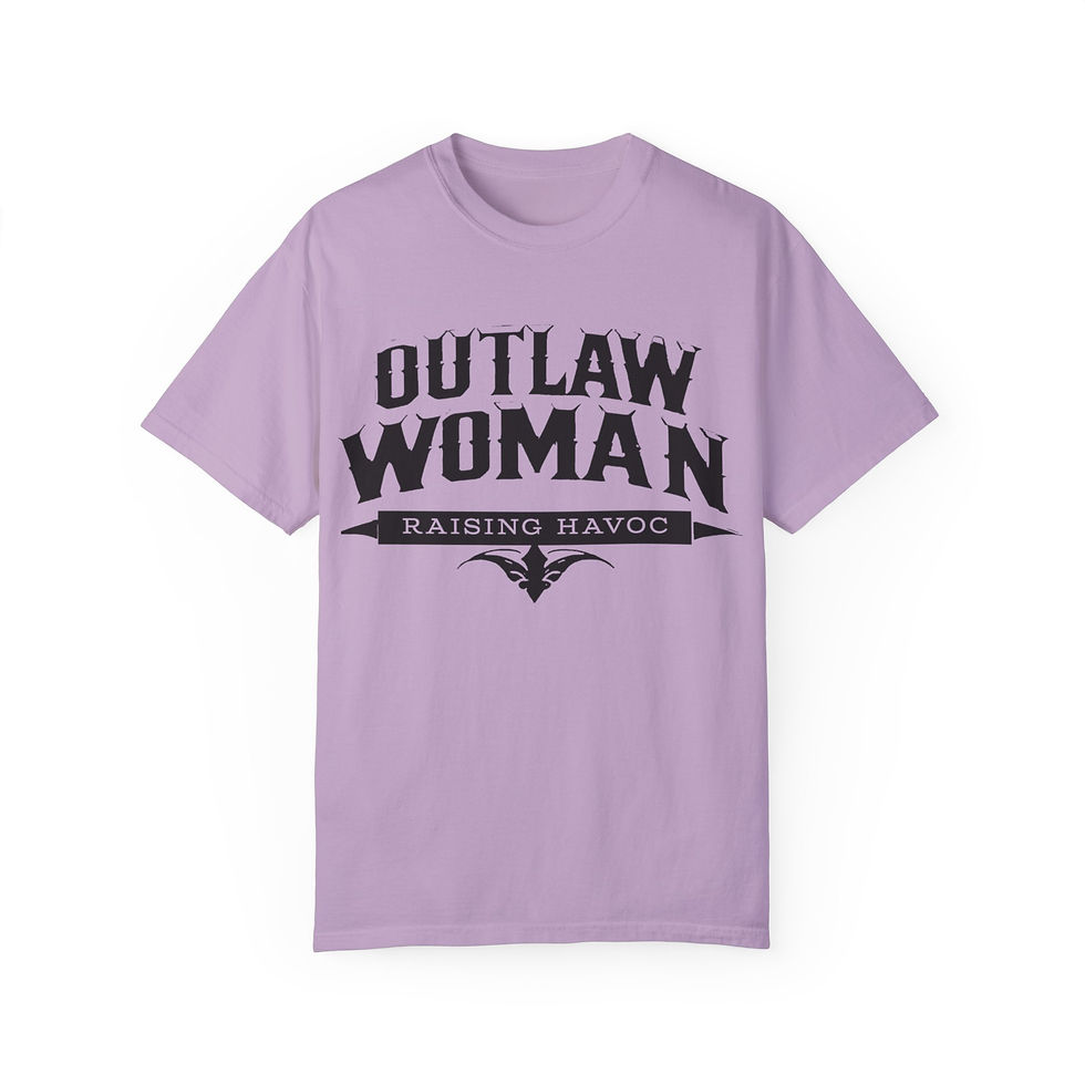Thumbnail: Outlaw Woman Graphic T-Shirt - Raising Havoc - Unisex Casual Wear