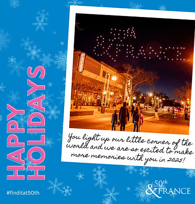 Happy Holidays from 50th and France Social Media Graphic