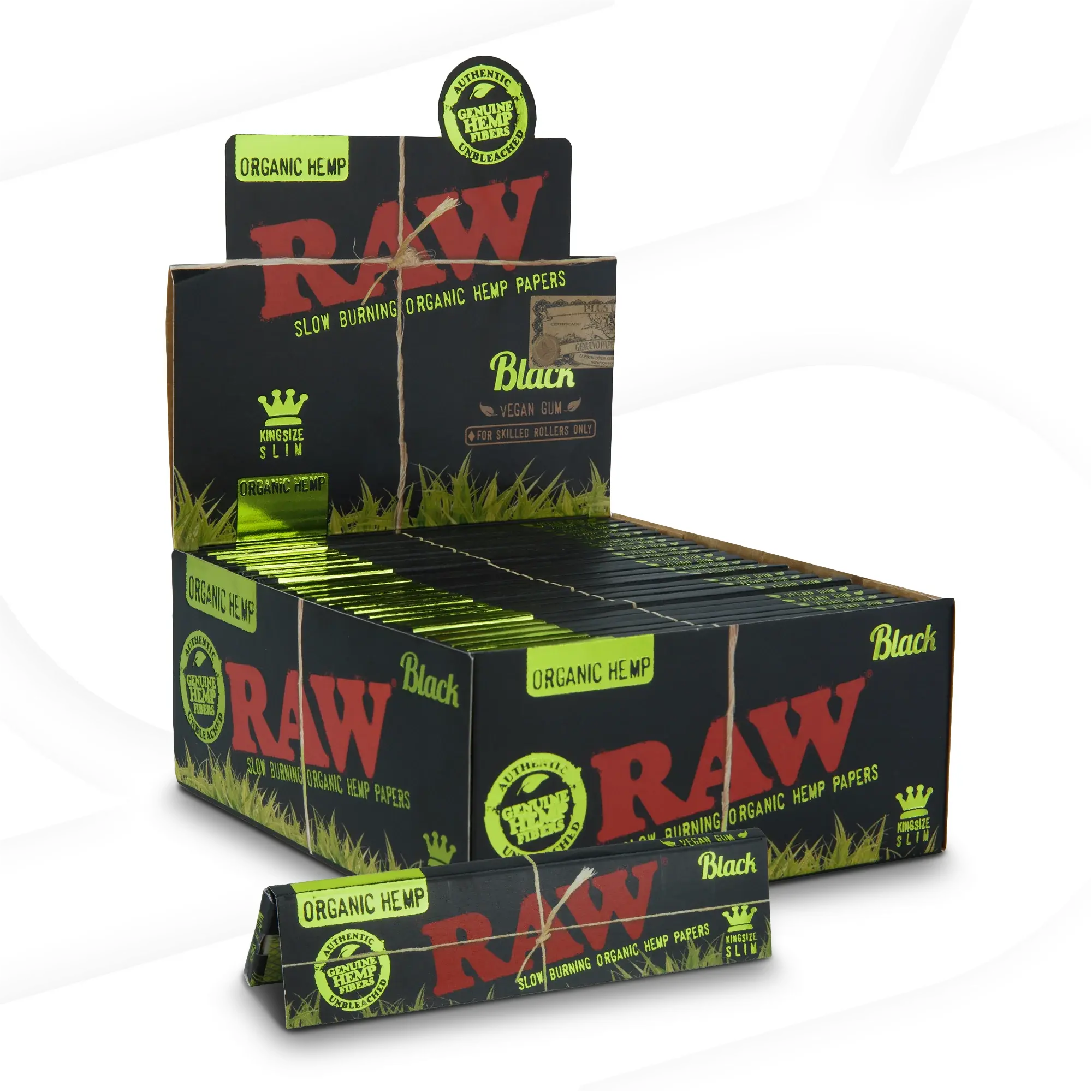 RAW Black Organic King Size Slim Rolling Papers (32x50ct Display)
