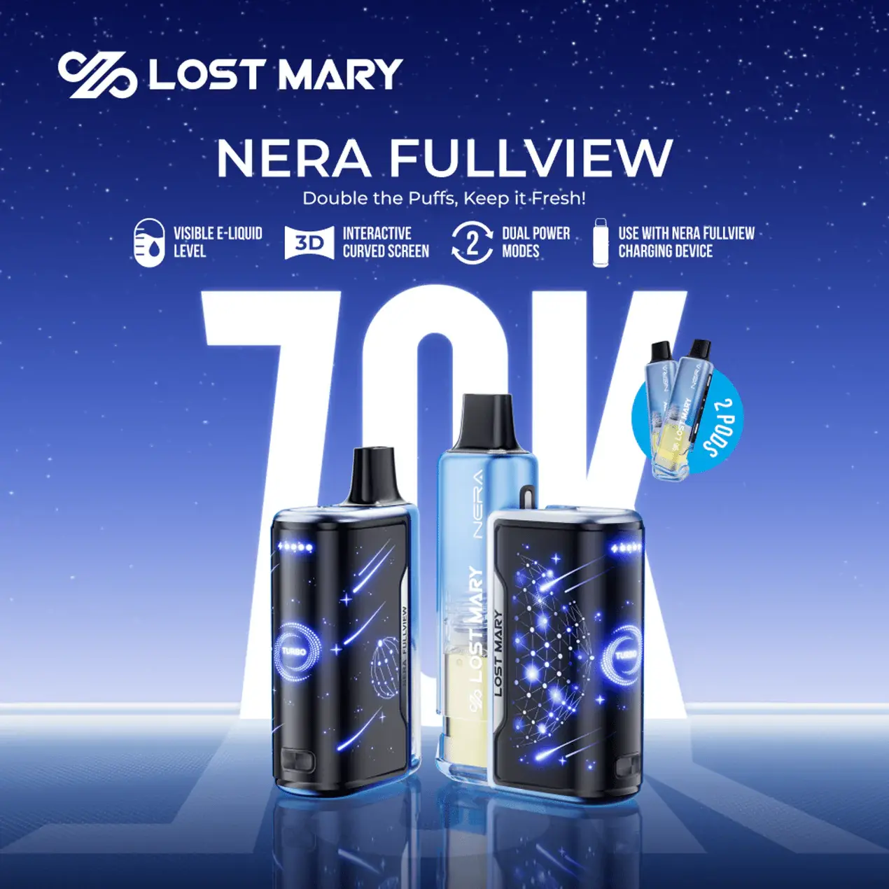Lost Mary Nera Fullview 70k Puff Disposable Kit 5% Nicotine (5ct/Display)