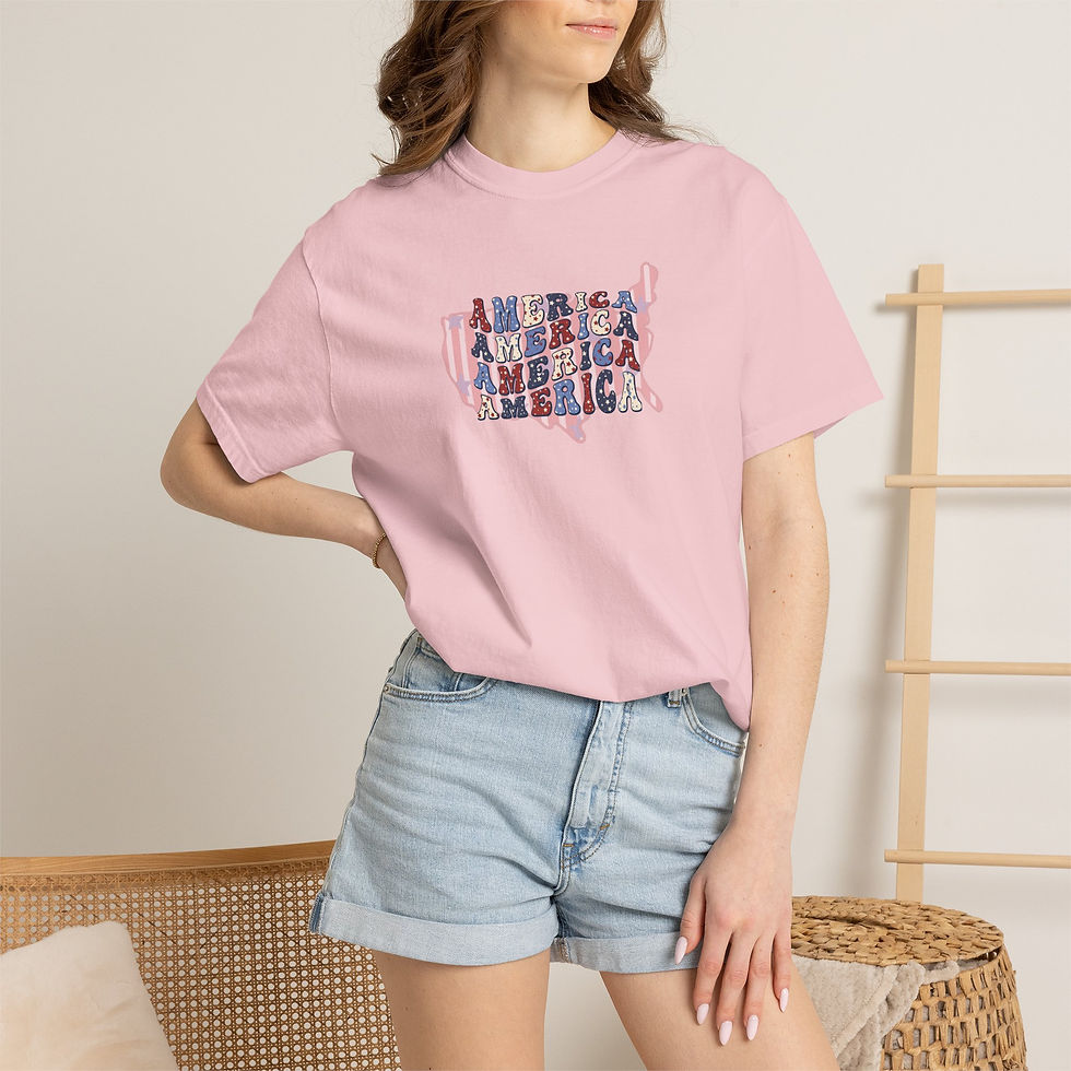 Thumbnail: America Repeated Graphic Tee — Patriotic USA Map T-Shirt